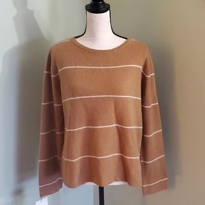 Reformation Cashmere/ Wool Boyfriend Sweater, Camel/ Ivory Stripe - Small